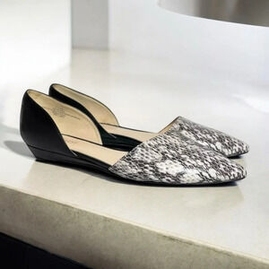 Nine West | D’orsay Flats Black Snakeskin Print Pointed Toe Shoes